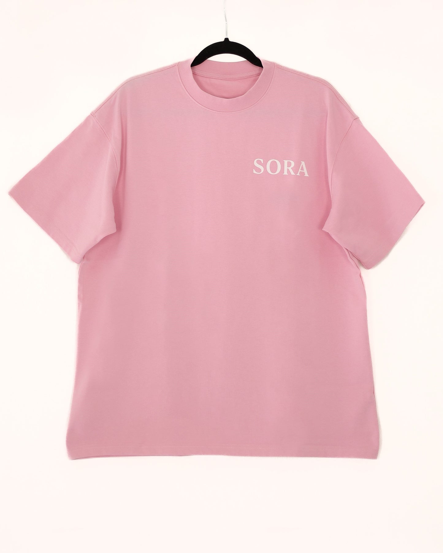 SORA Unisexe - T-shirt rose à manches courtes - Oversize - 100% coton