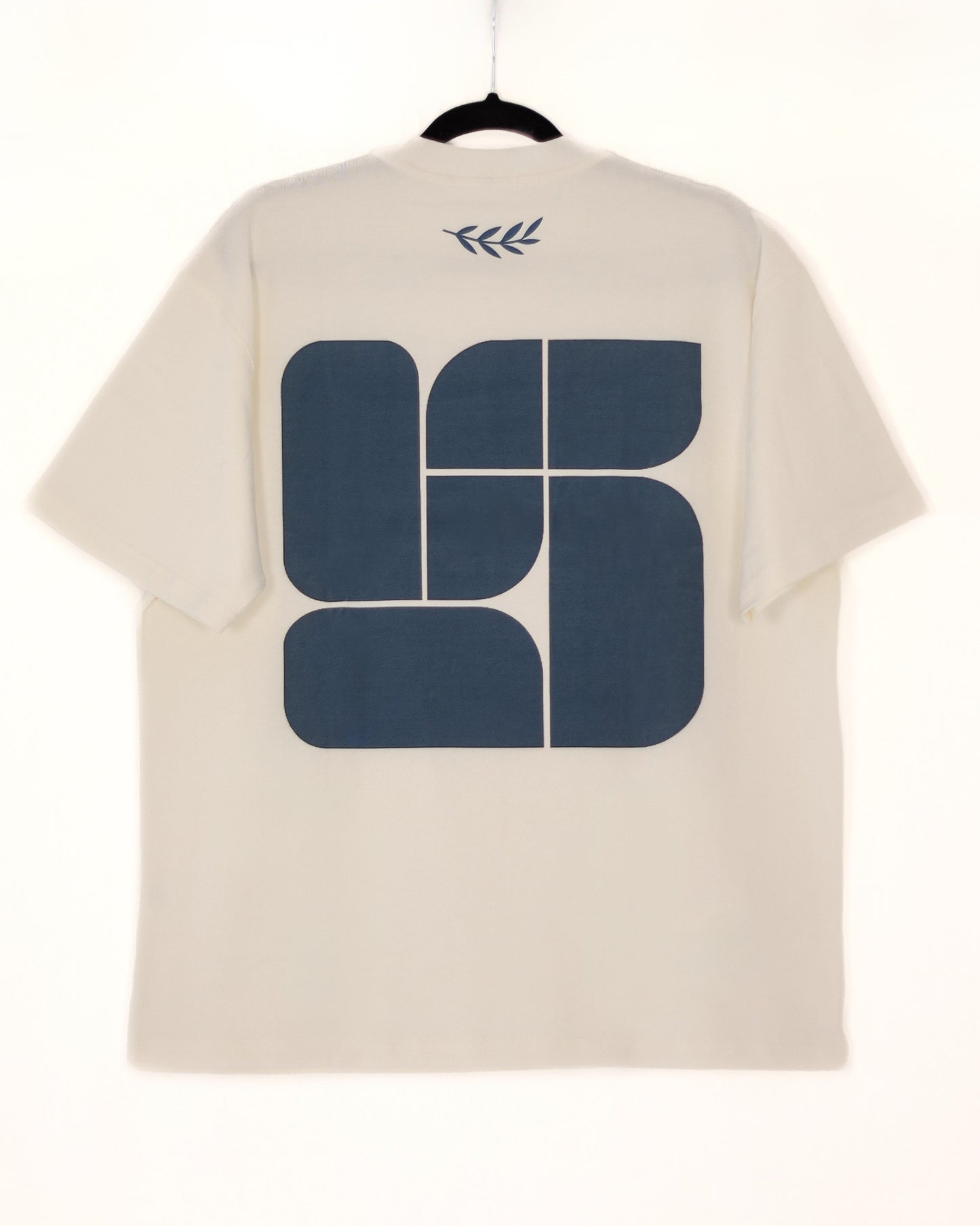 SORA Unisexe - T-shirt blanc et bleu à manches courtes - Oversize - 100% coton