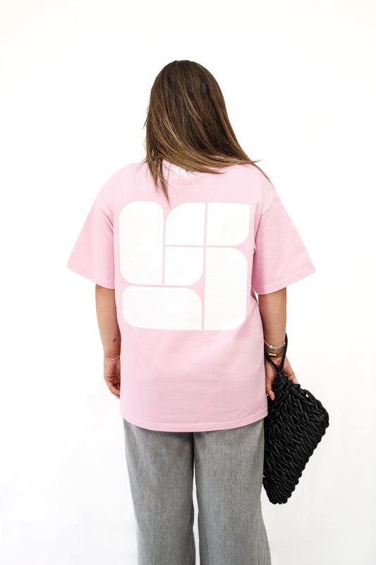 SORA Unisexe - T-shirt rose à manches courtes - Oversize - 100% coton