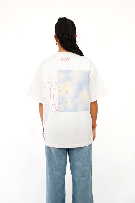 SORA Unisexe - T-shirt blanc à manches courtes - Oversize - 100% coton