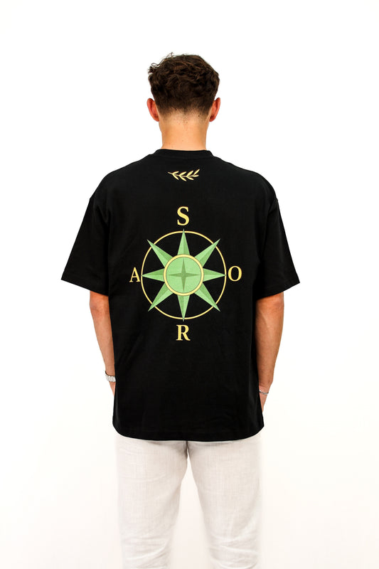 SORA Unisexe - T-shirt noir à manches courtes - Oversize - 100% coton