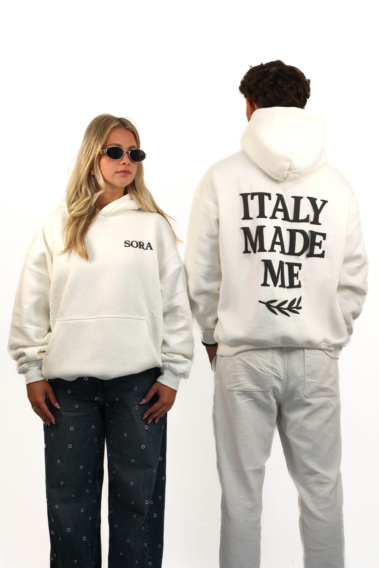 SORA Unisexe - Sweat Blanc Oversize - 100% coton