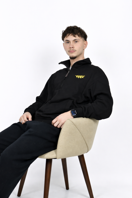 SORA Unisexe - Sweat Noir à col - 100% coton