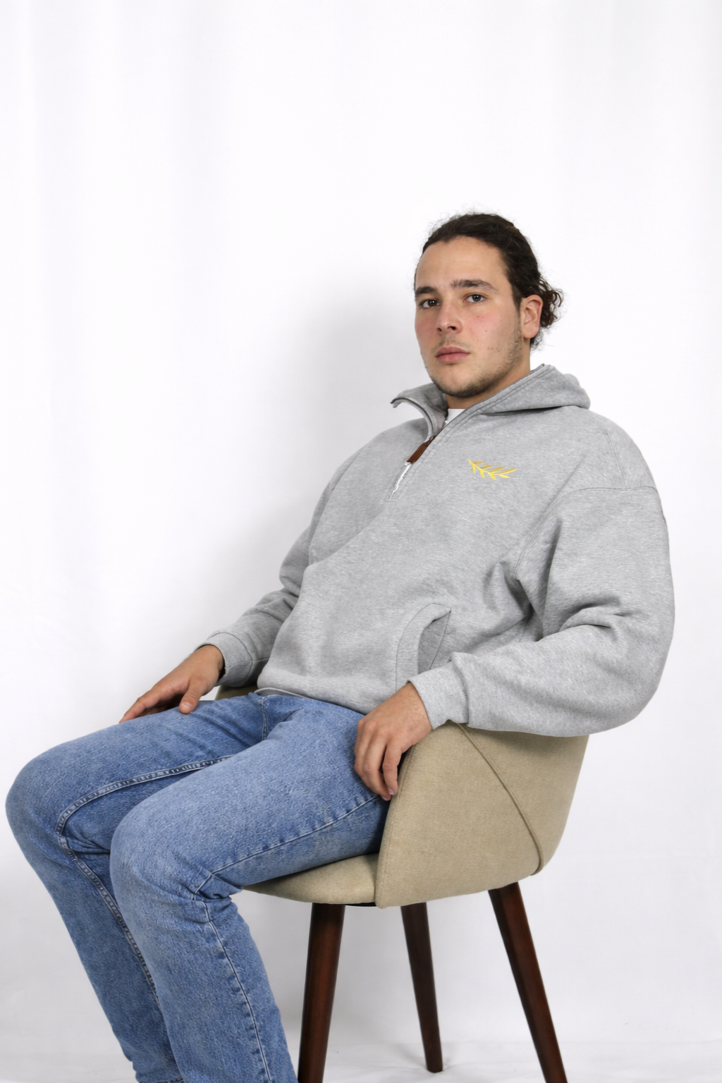 SORA Unisexe - Sweat Zip a col Gris - 100% coton