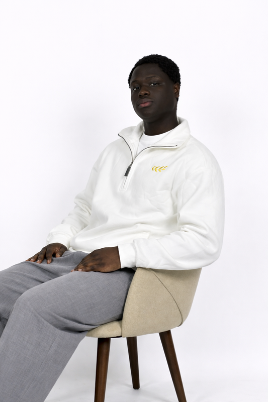 SORA Unisexe - Sweat Blanc a col - 100% coton