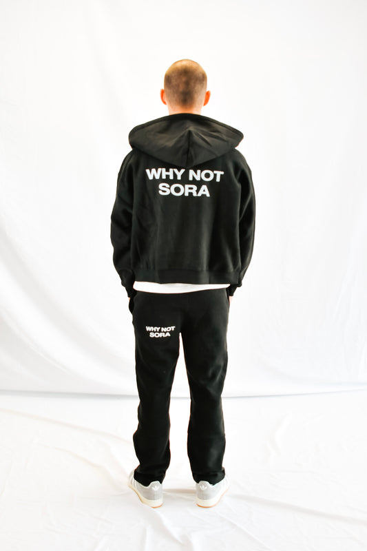 SORA Unisexe - Jogging Noir - 100 % Coton