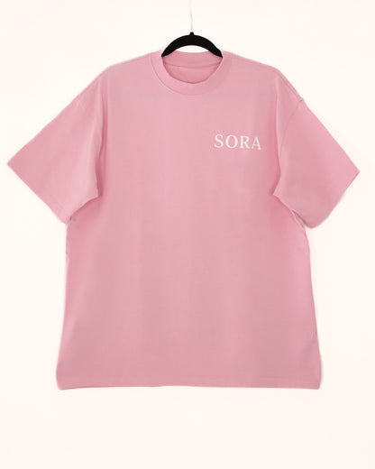 SORA Unisexe - T-shirt rose à manches courtes - Oversize - 100% coton
