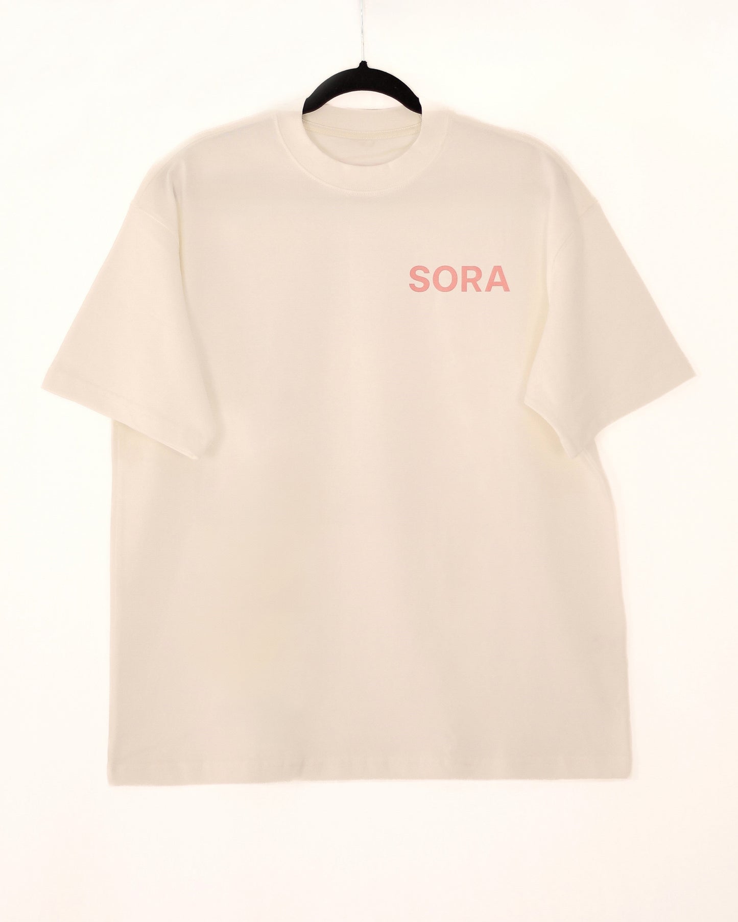 SORA Unisexe - T-shirt blanc à manches courtes - Oversize - 100% coton