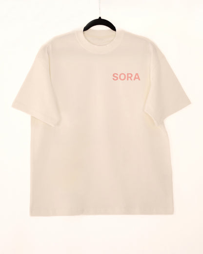 SORA Unisexe - T-shirt blanc à manches courtes - Oversize - 100% coton