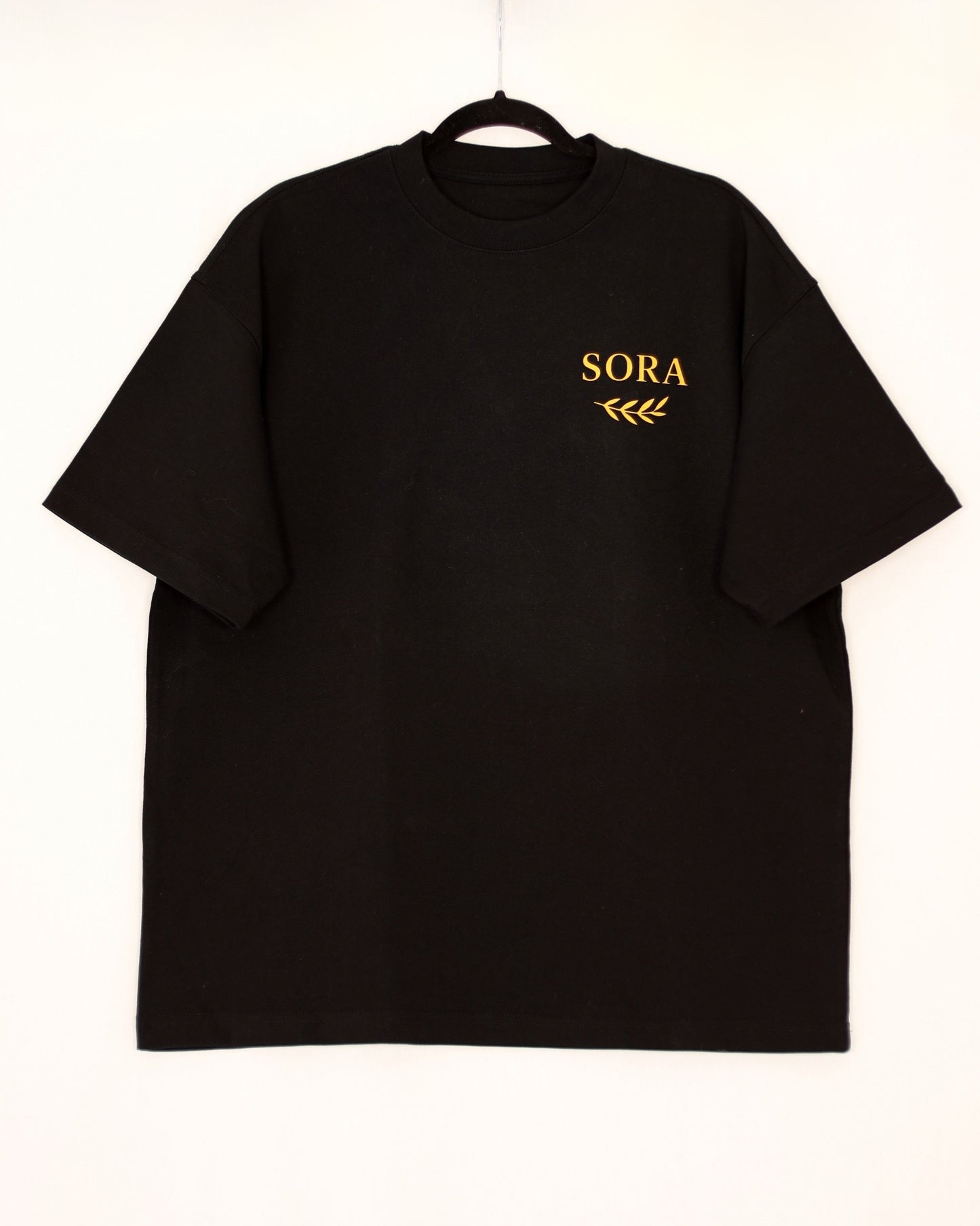 SORA Unisexe - T-shirt noir à manches courtes - Oversize - 100% coton