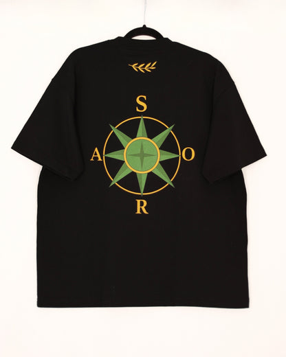SORA Unisexe - T-shirt noir à manches courtes - Oversize - 100% coton